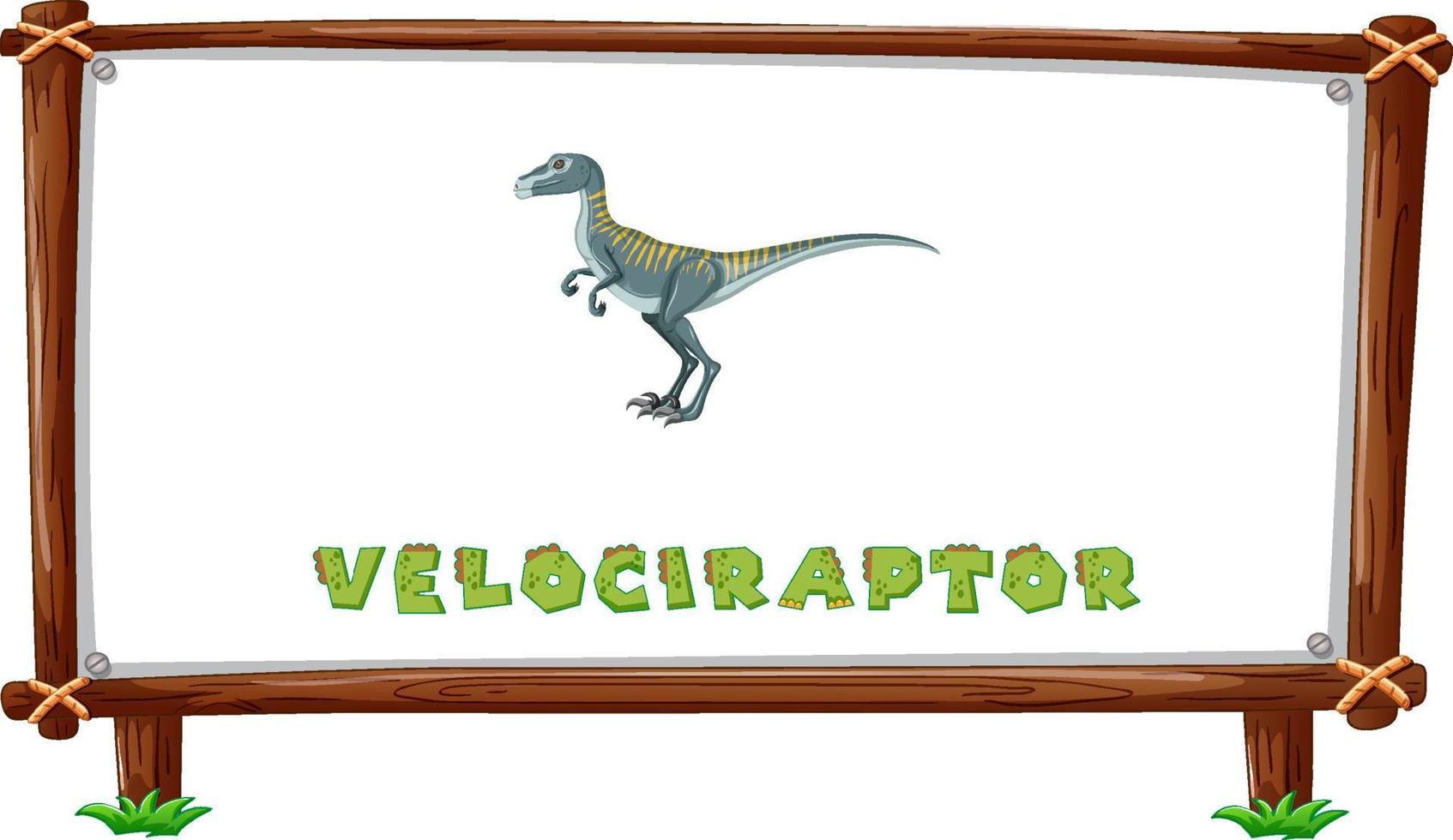 Rahmenvorlage mit Dinosauriern und Text-Velociraptor-Design im Inneren vektor