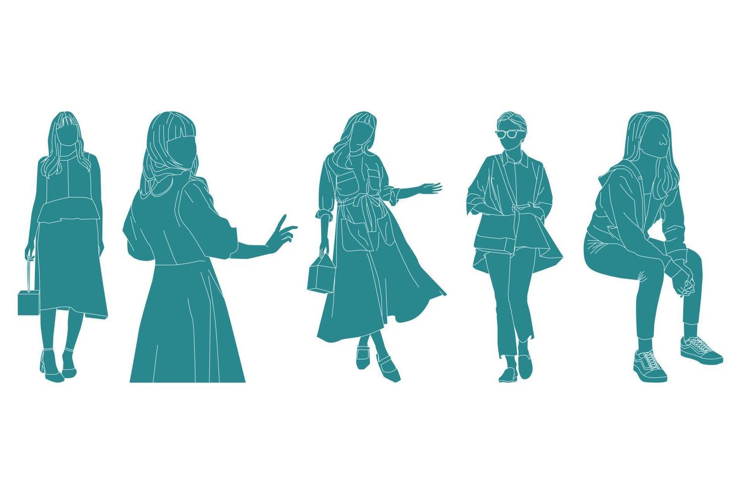 vektor illustration av fashionabla kvinnor bunt
