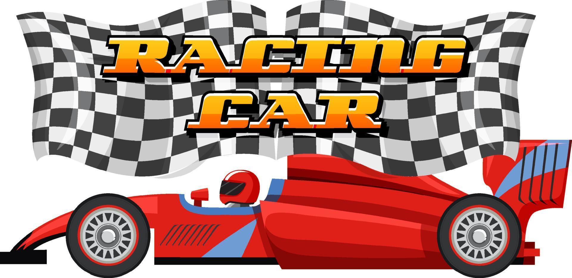 racing bil logotyp med racerbil på vit bakgrund vektor