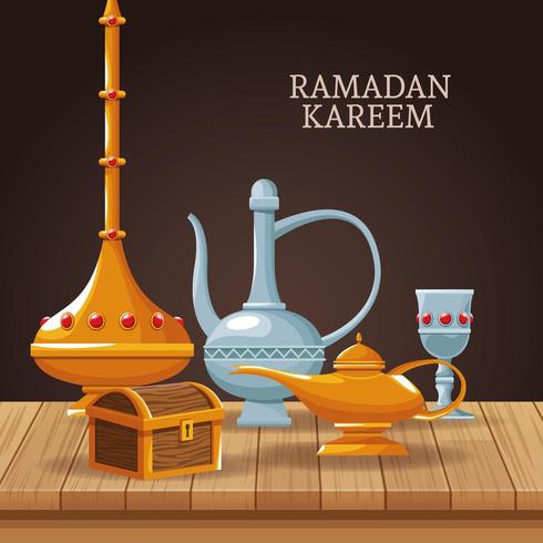 ramadan kareem med islamiska symboler vektor