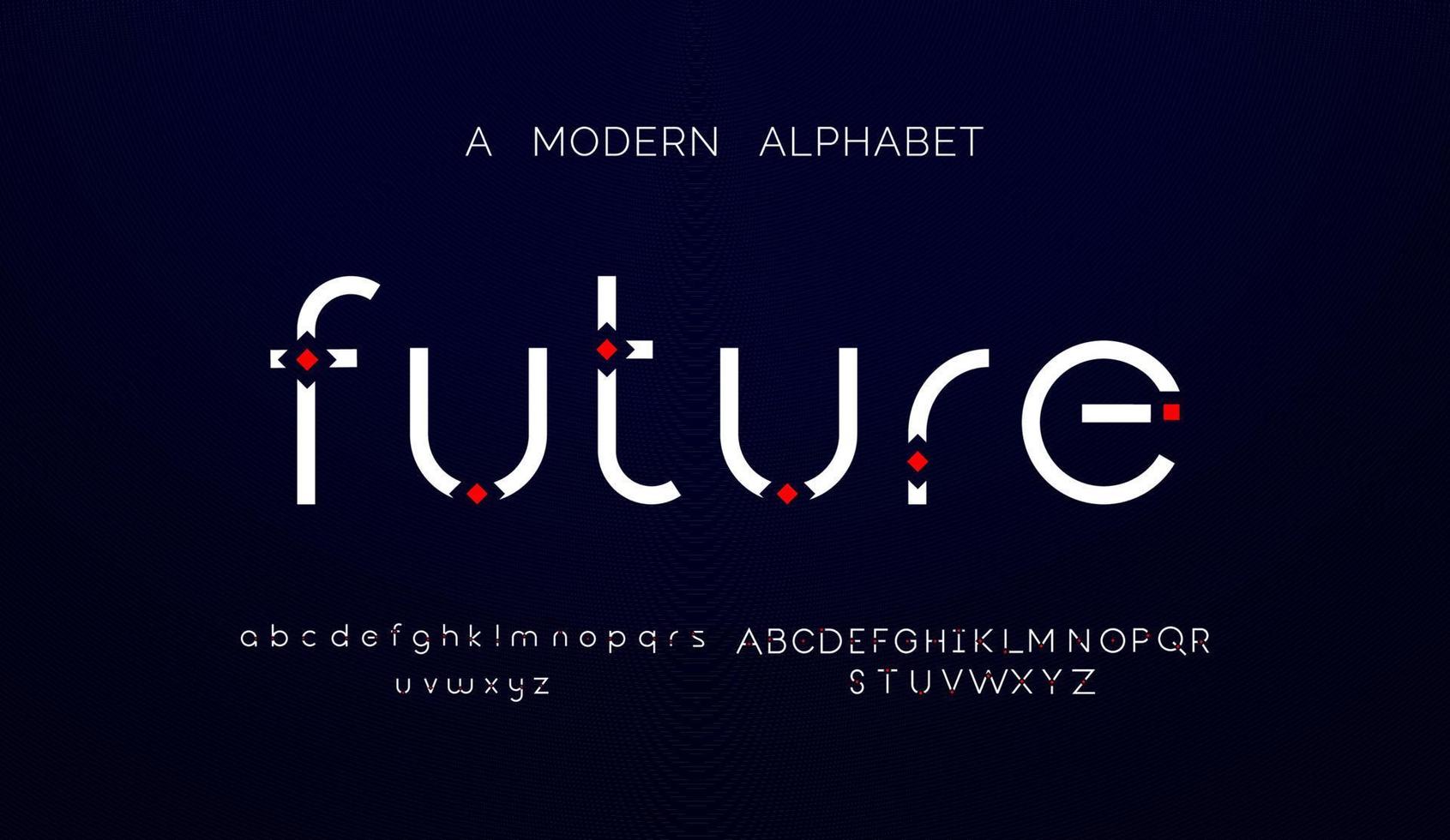 moderna abstrakta alfabetteckensnitt. typografiteknik, elektronisk, film, digital, musik, framtid, logotyp kreativt typsnitt vektor