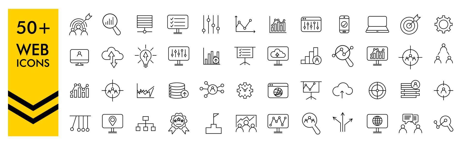 SEO-Icons-Set - SEO-Icon-Sammlung für die Suchmaschinenoptimierung. einfache Vektorillustration. vektor