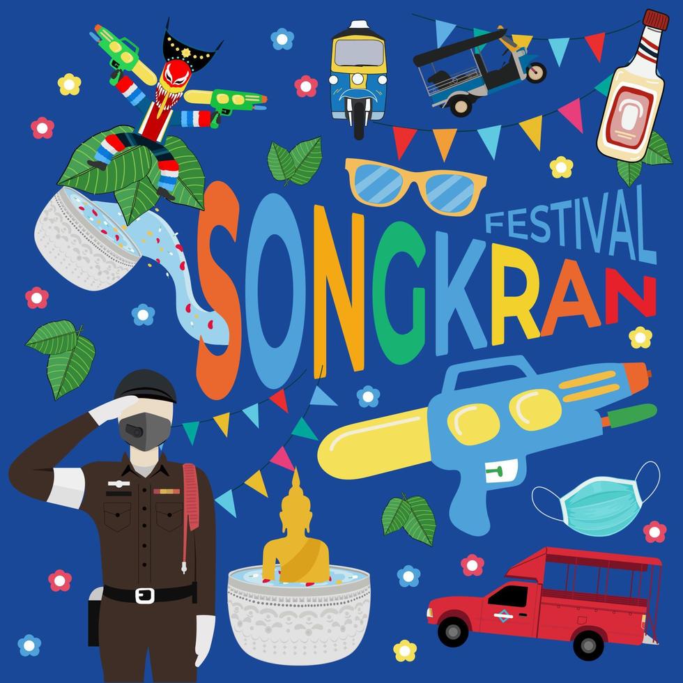 Songkran Festival 2022 ist das traditionelle thailändische Neujahrsfest. konzept april erstaunlich in thailand vektor