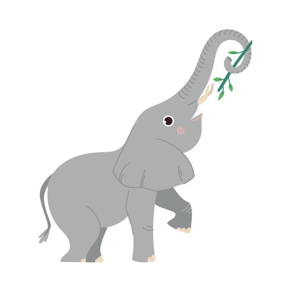söt elefant platt vektorillustration. stora tecknade däggdjur isolerade på vitt vektor