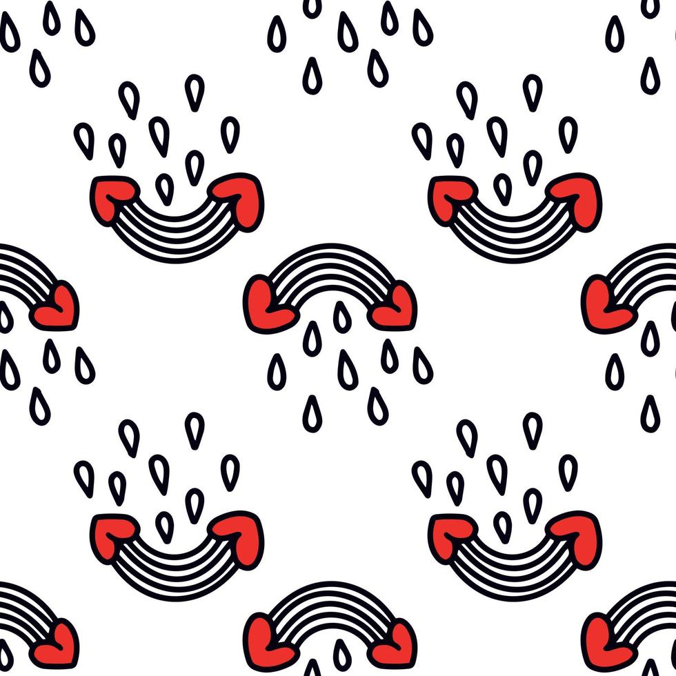 seamless mönster med regnbåge och hjärtan. vektor illustration