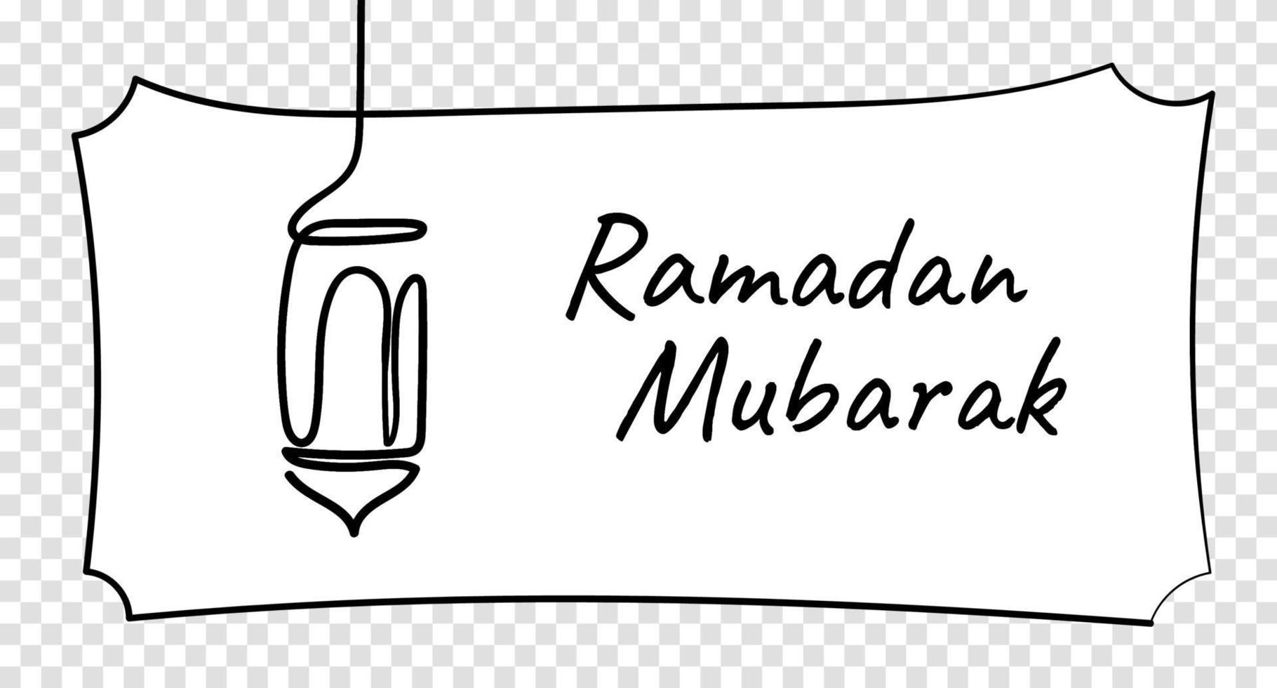 ramadan mubarak handritad stil. kontinuerlig linjeritning av lykta för ramadan kareem. vektor illustration