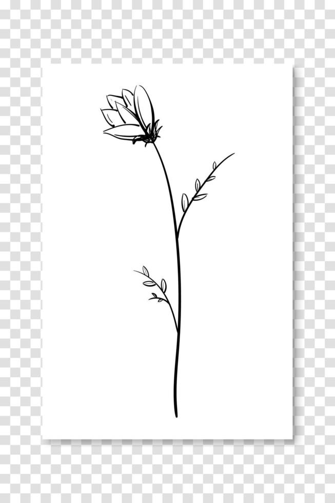 botanisk teckning. minimal växtlogotyp, blad och blommande abstrakt skisselement. vektor handritad bröllopsinbjudan dekoration. vektor illustration