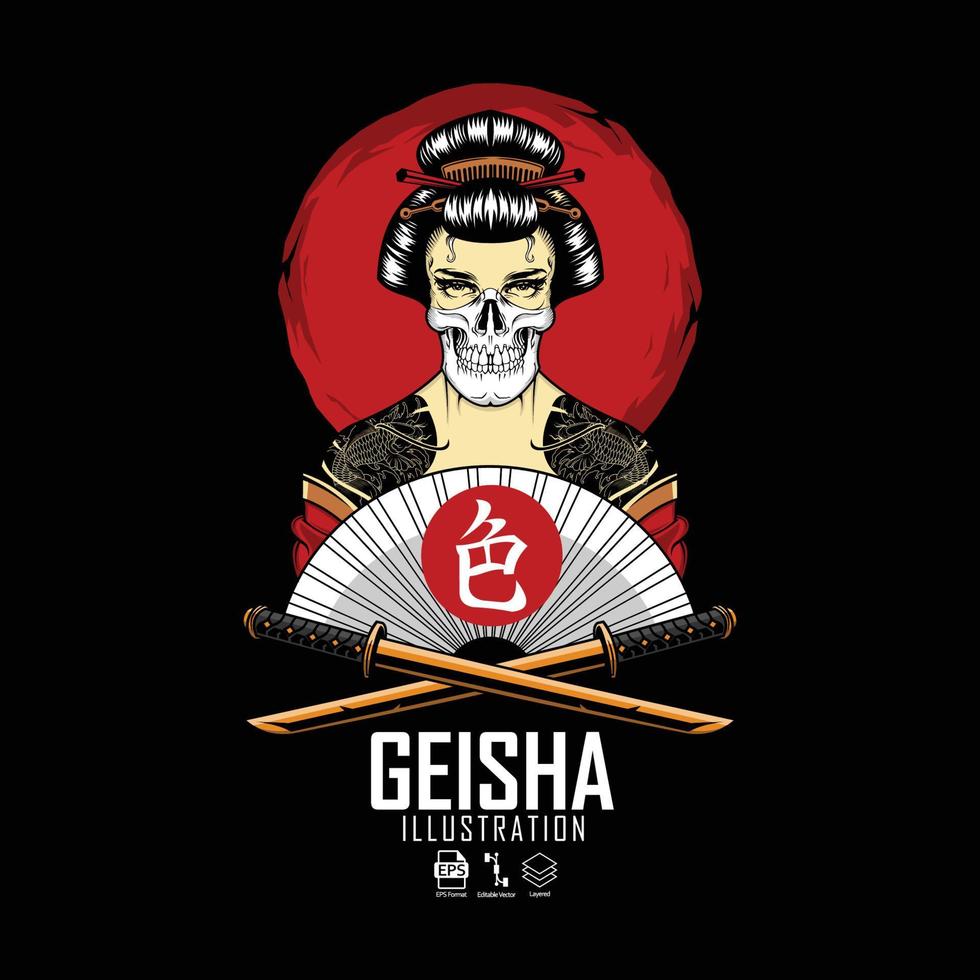 Geisha-Illustration im fertigen Format eps 10 vektor