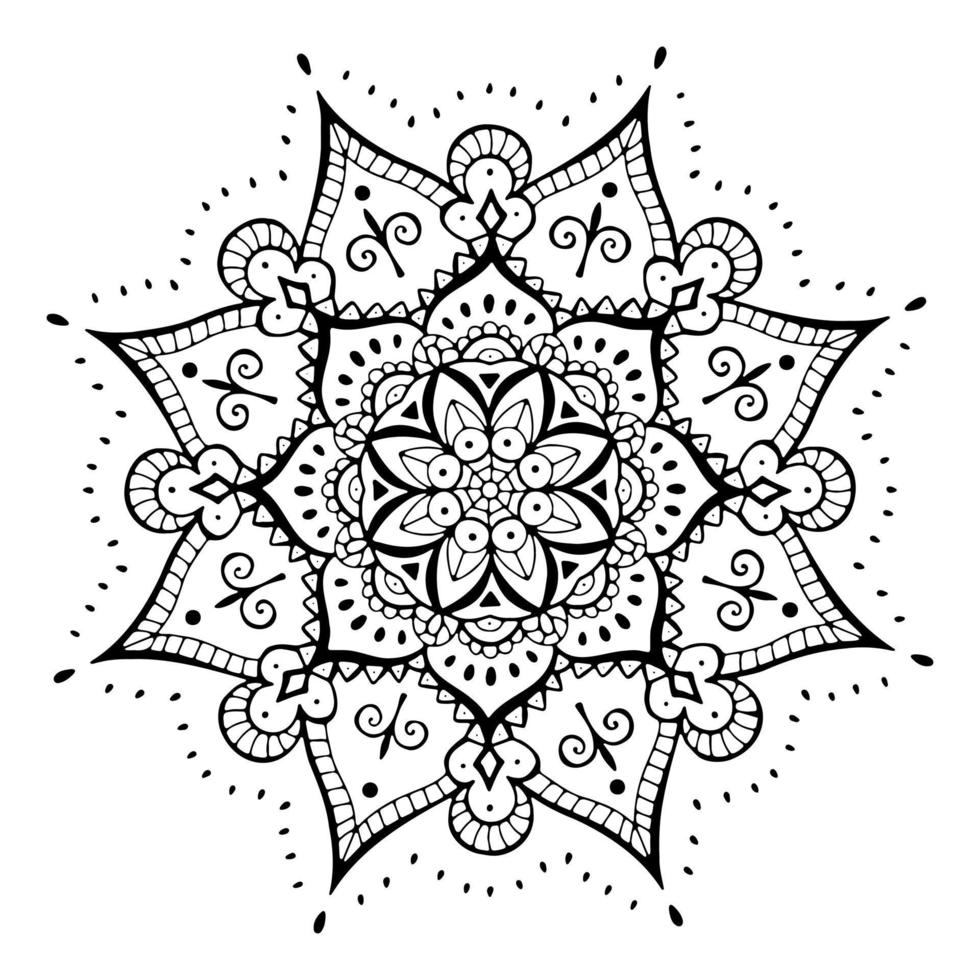 kreisförmiges Muster in Form von Mandala für Henna, Mehndi, Tätowierung, Dekoration. dekoratives Ornament im ethnisch-orientalischen Stil. Malbuchseite. vektor