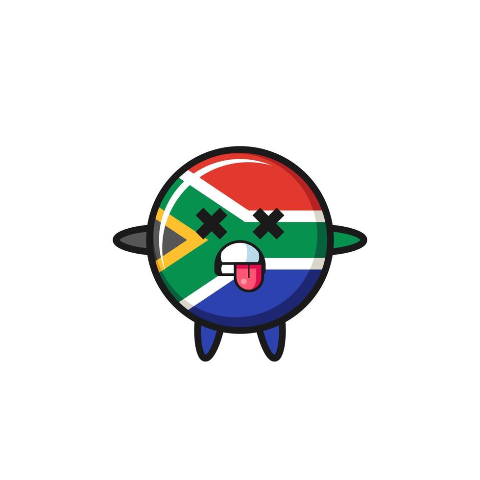 charakter der niedlichen südafrika-flagge mit toter pose vektor