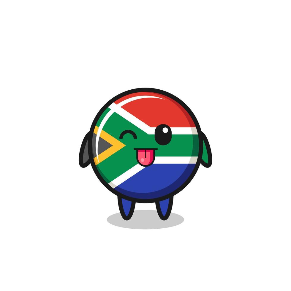 süße südafrika-flaggenfigur in süßem ausdruck, während sie ihre zunge herausstreckt vektor