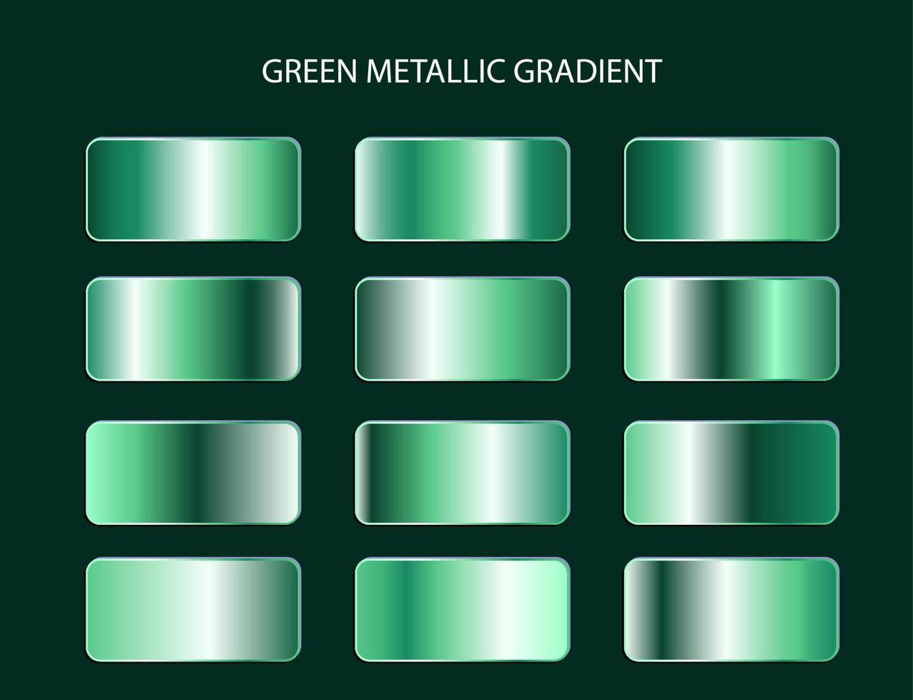 elegant grön metallic färggradient set samling designelement vektor