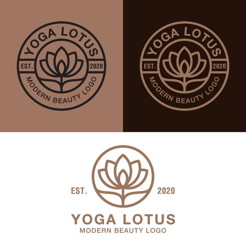 elegantes linienkunst-yoga-lotus-logo, blume, blumen, schönheitshaut, spa, kosmetik-logo-abzeichen vektor