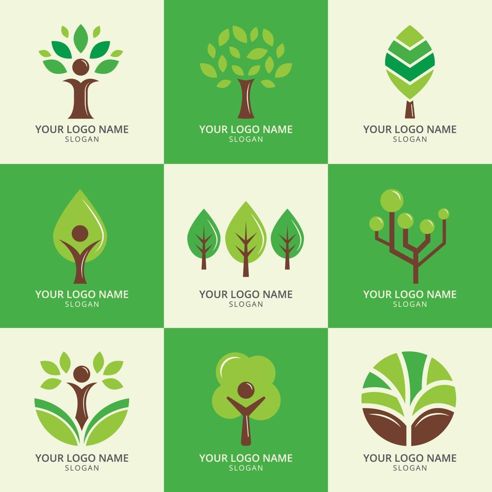 verschiedene Bäume, die als Symbol für Unternehmen verwendet werden vektor
