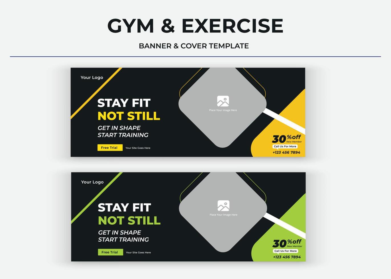 stay fit not still banner, gym social media cover, fitness cover, banner, thumbnail vektor