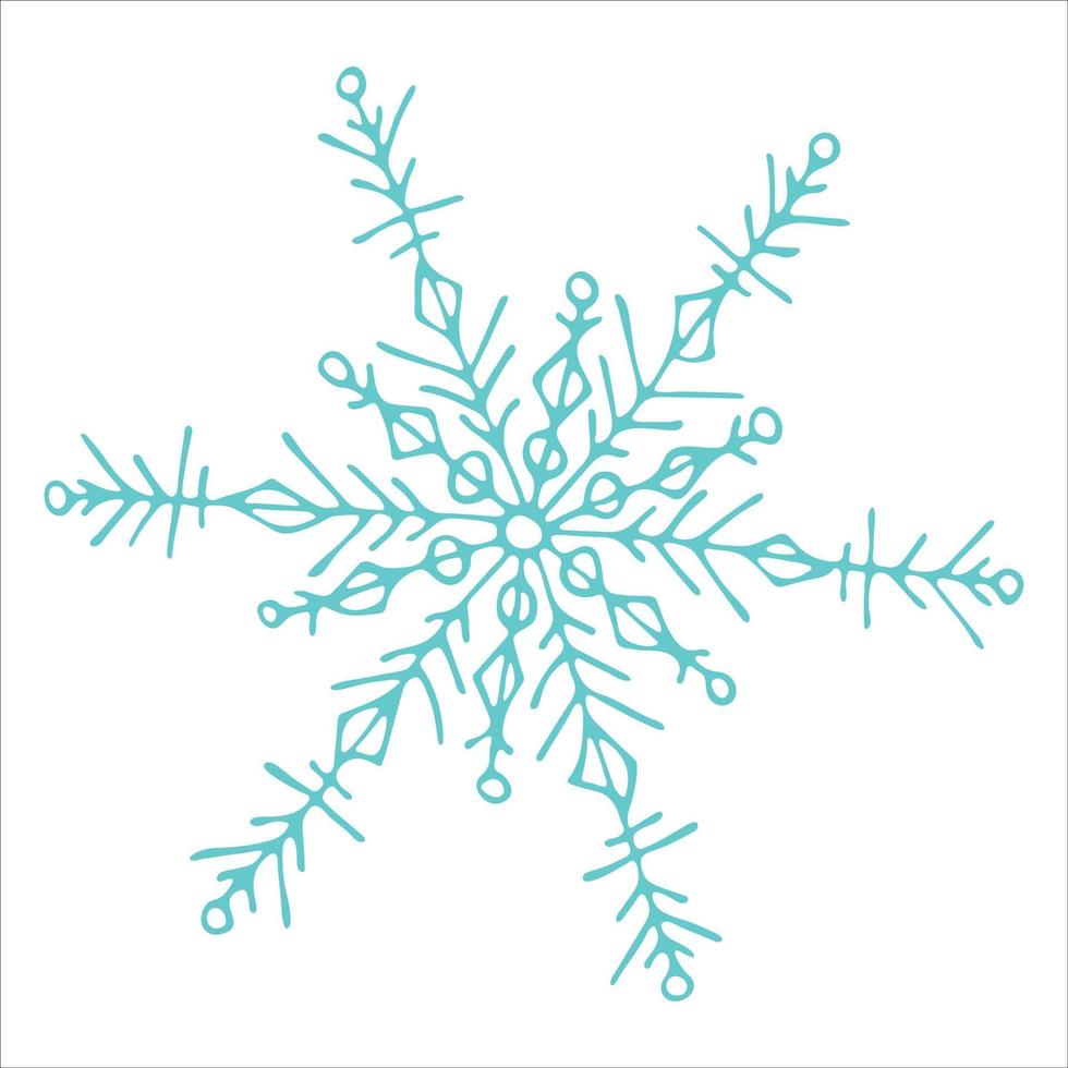 süße handgezeichnete Schneeflocke Cliparts. Vektor-Doodle-Illustration isoliert auf weißem Hintergrund. weihnachten und neujahr modernes design. für Print, Web, Design, Dekoration, Logo. vektor