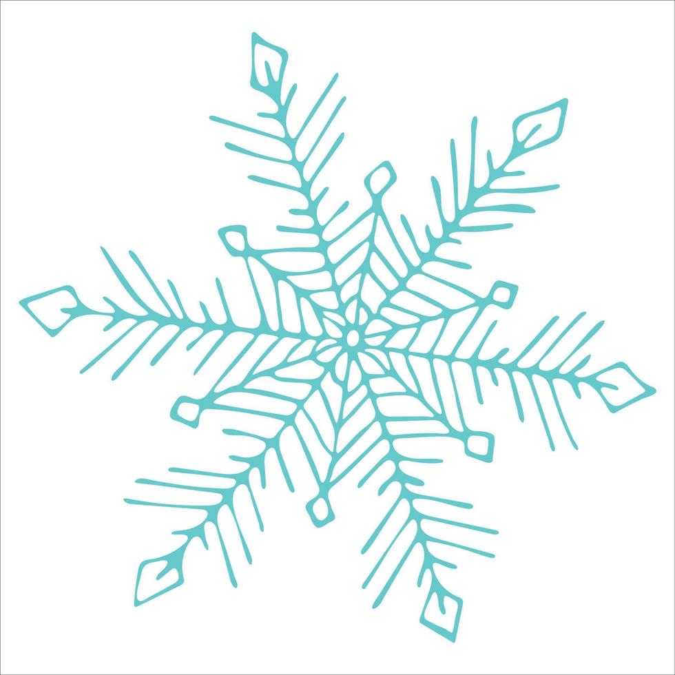 süße handgezeichnete Schneeflocke Cliparts. Vektor-Doodle-Illustration isoliert auf weißem Hintergrund. weihnachten und neujahr modernes design. für Print, Web, Design, Dekoration, Logo. vektor