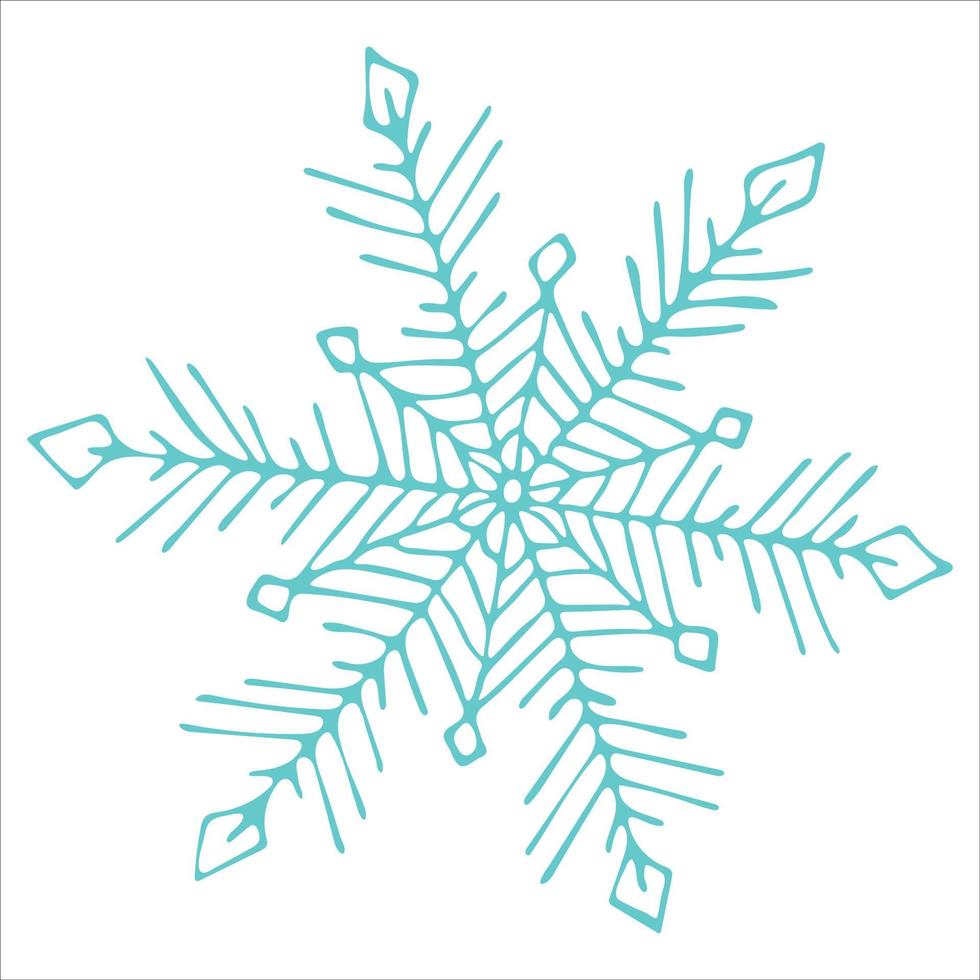 söt handritad snöflinga clipart. vektor doodle illustration isolerad på vit bakgrund. jul och nyår modern design. för tryck, webb, design, dekoration, logotyp.