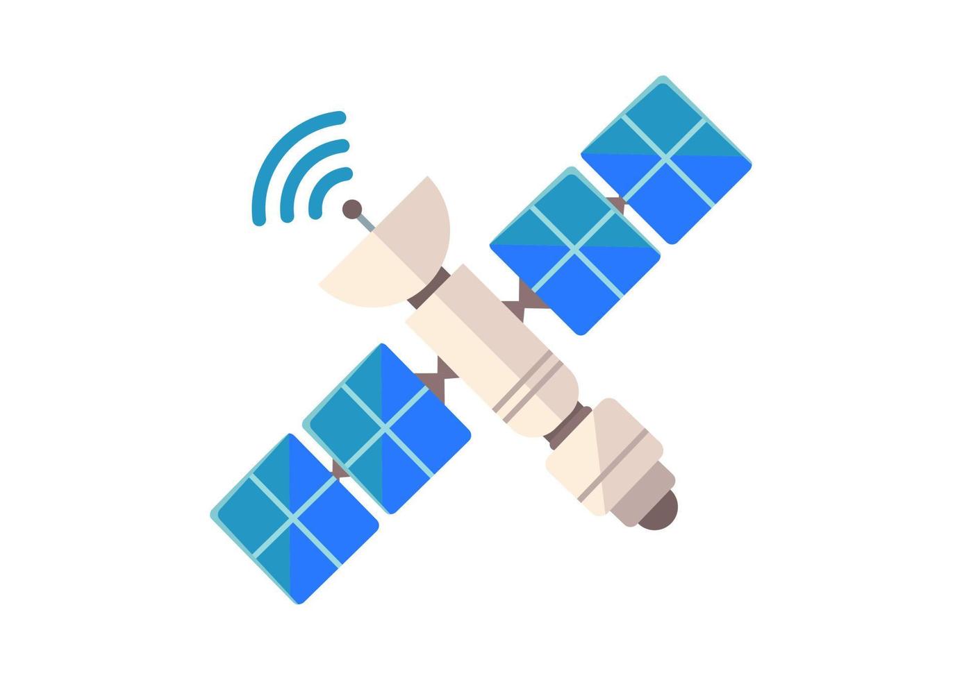 Satellit im flachen Stil isoliert auf weißem Hintergrund. Vektorsymbol Raumstation vektor