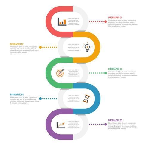 Mall Tidslinje Infographic färgad horisontell vektor