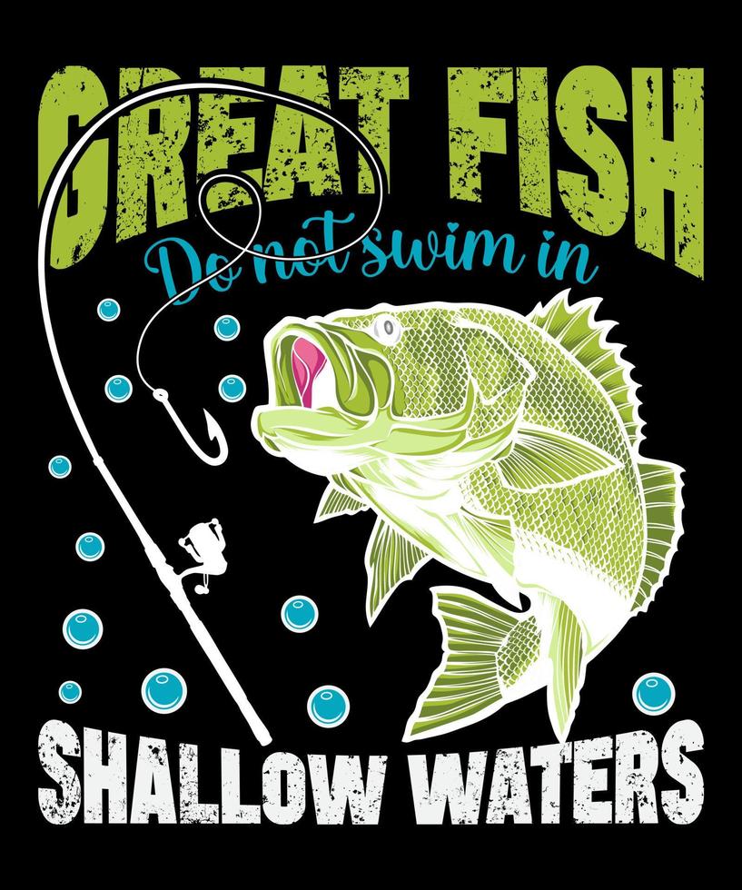 große fische schwimmen nicht im seichten wasser t-shirt design kostenloser vektor