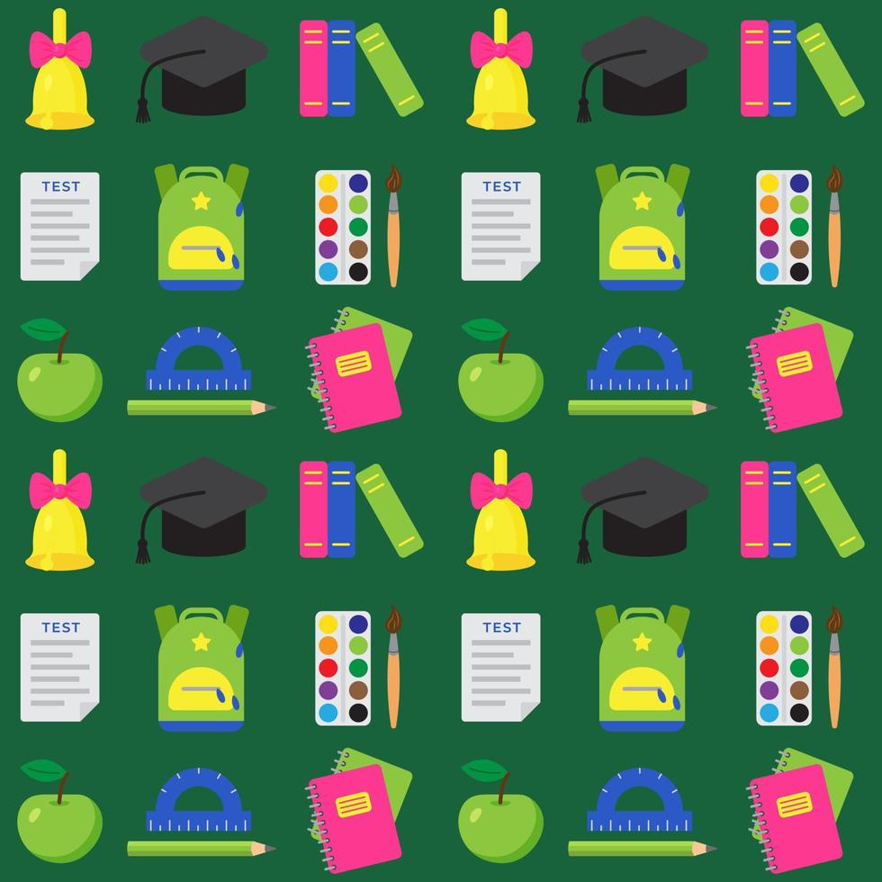 sömlösa mönster med skola och pedagogiska element. föremål för konst, pappersvaror. tryck för textil, kläder, bokomslag, omslagspapper, design och dekor. färgglad bakgrund. tillbaka till skolan vektor