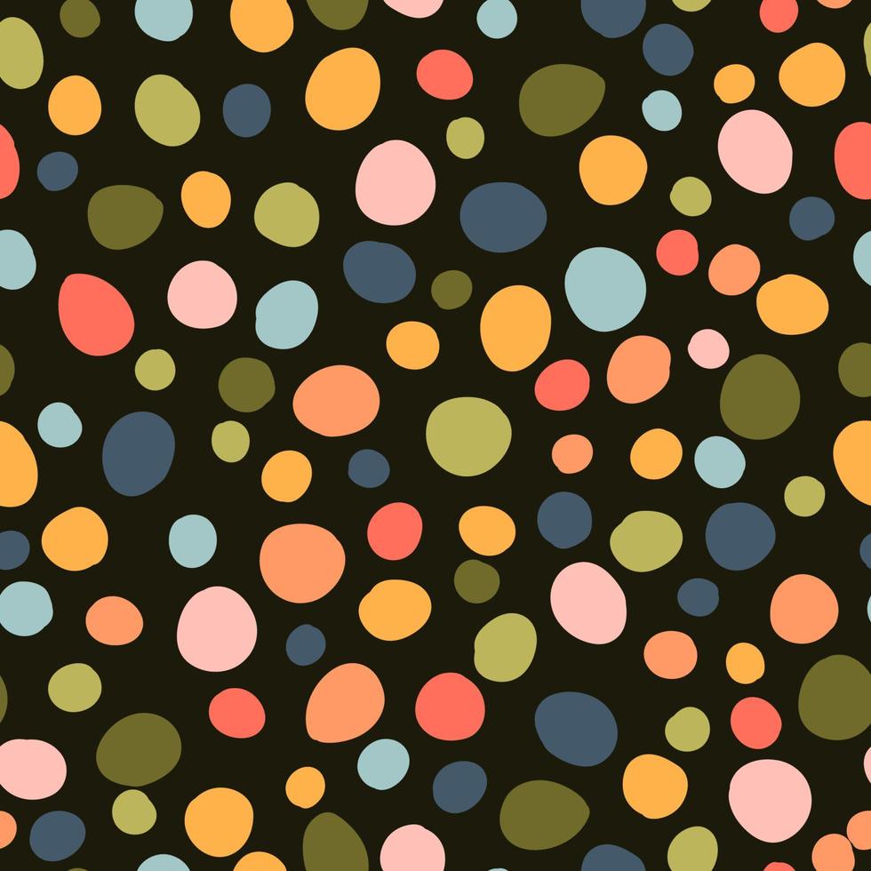flerfärgade fläckar cirklar vektor seamless mönster. sömlös bakgrund med moderna regnbågspunkter. textur av färgglada former för tyg, omslagspapper, scrapbooking.