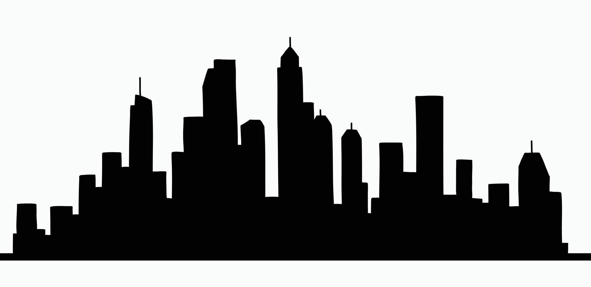modern stadsbild skyline kontur doodle ritning på vit bakgrund. vektor