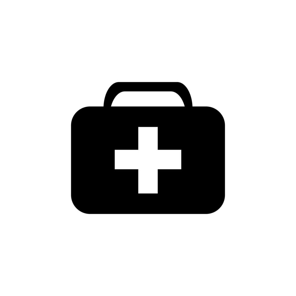 Symbol für medizinische Gesundheit Krankenhausnotfalltasche mit flacher Stilikone vektor