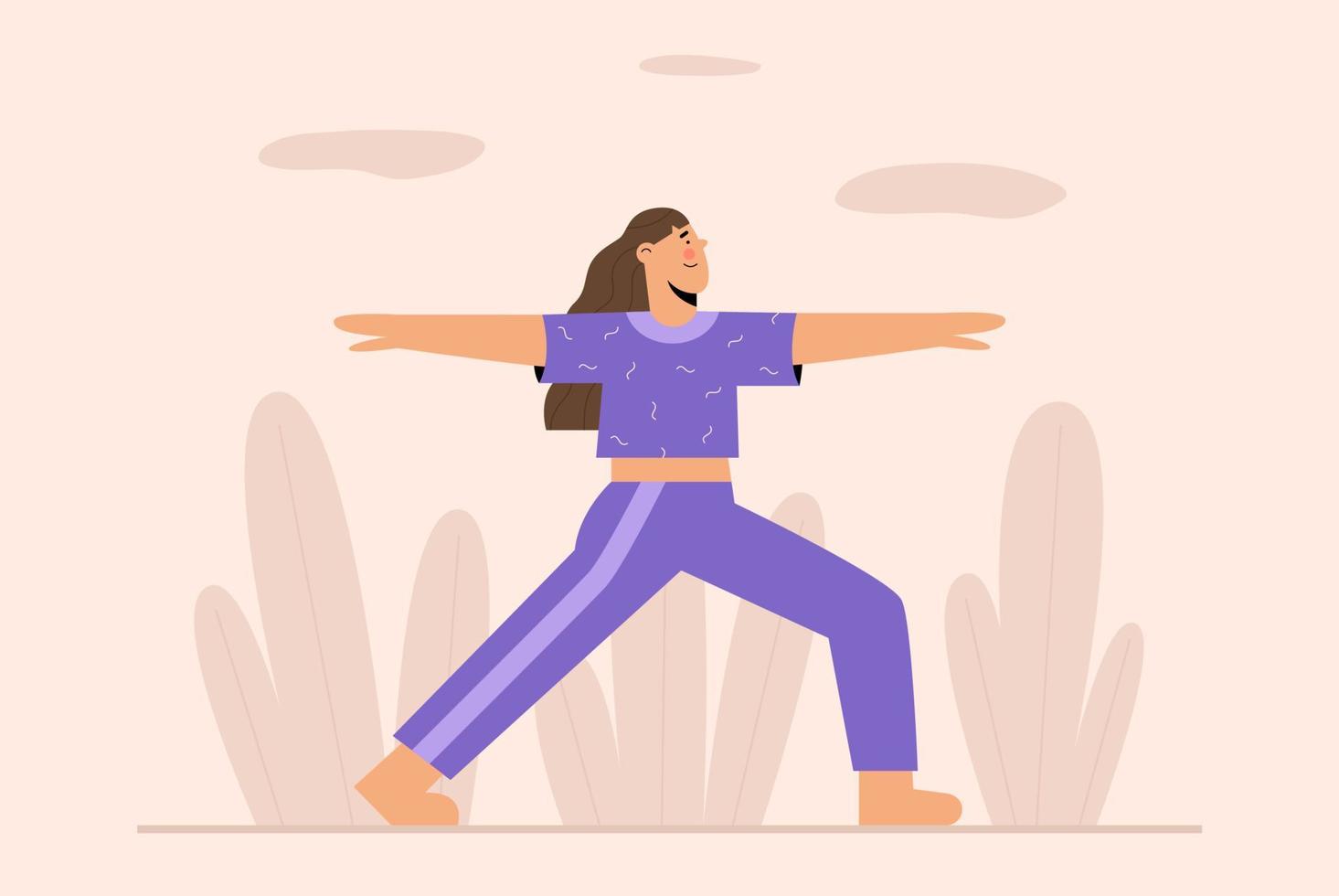 junge Frau, die Yogaübungen im Freien macht vektor