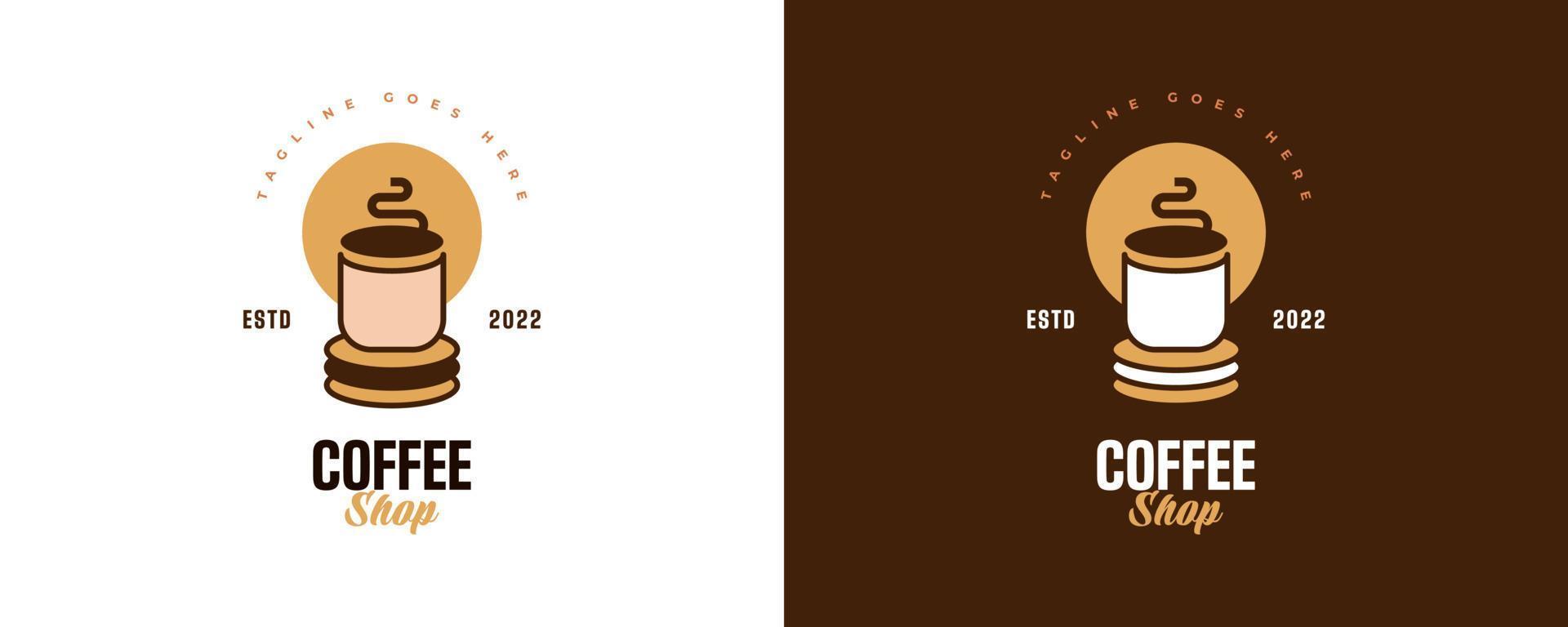 vintage och minimal coffee shop logotyp. café logotyp eller emblem med retrostil vektor