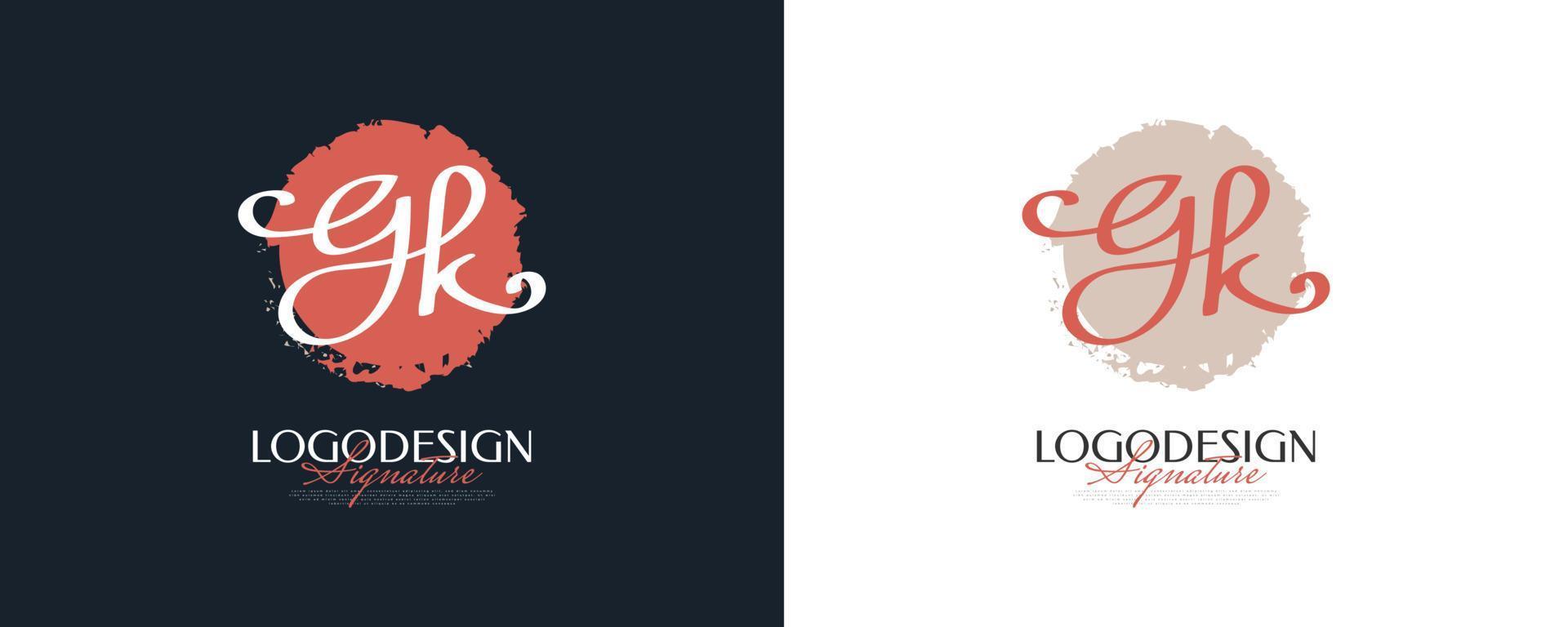 initial g och k logotypdesign i elegant och minimalistisk handstil. gk signaturlogotyp eller symbol för bröllop, mode, smycken, boutique och affärsidentitet vektor