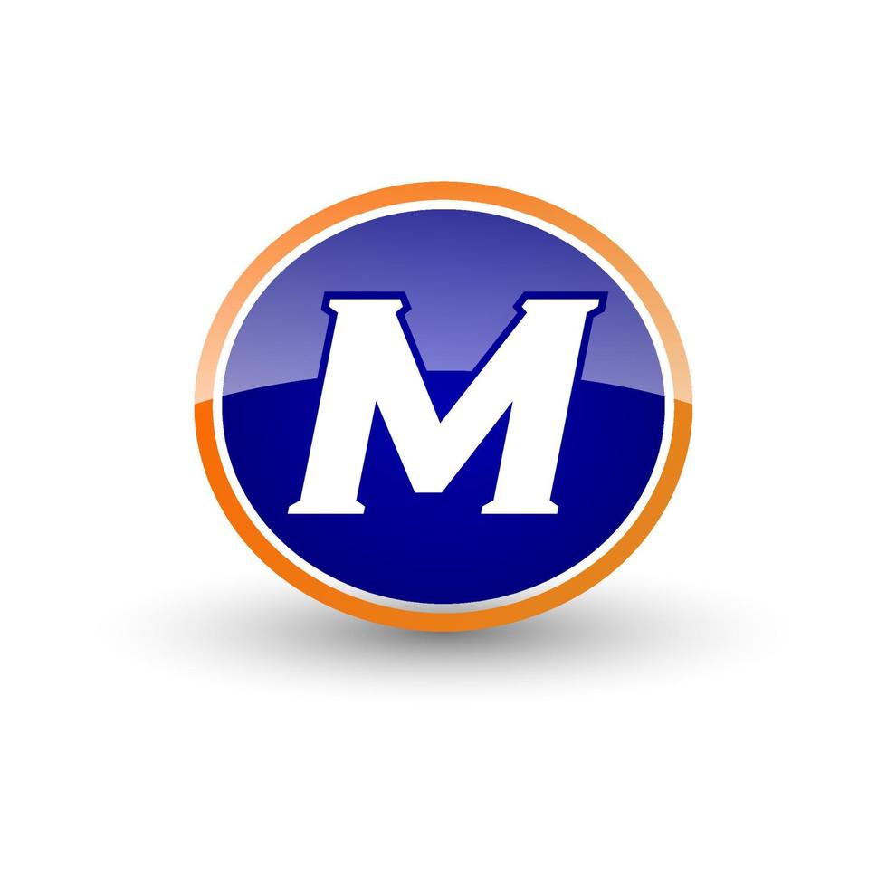 initial bokstav m med oval logotyp design vektor