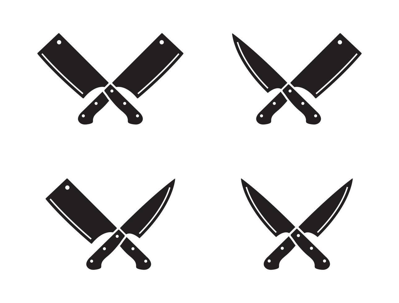 vintage cleaver kniv kors tecken slaktare kött logotyp design vektor
