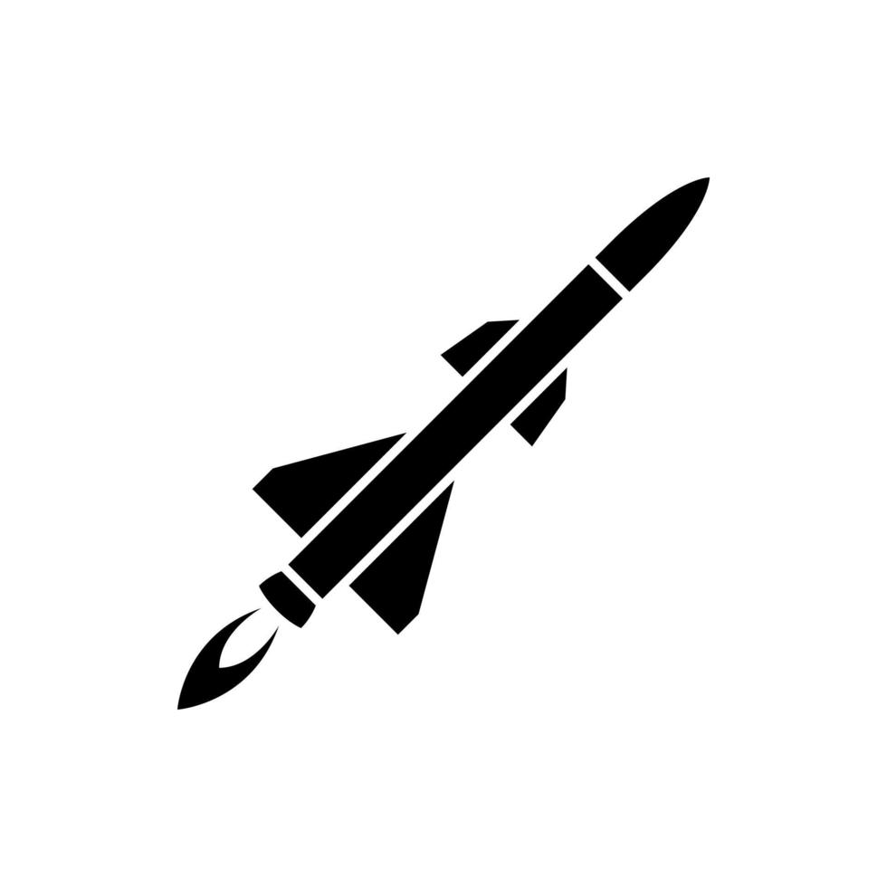 Raketenkanone oder ballistische Rakete mit Booster-Waffenvektorsymbol vektor