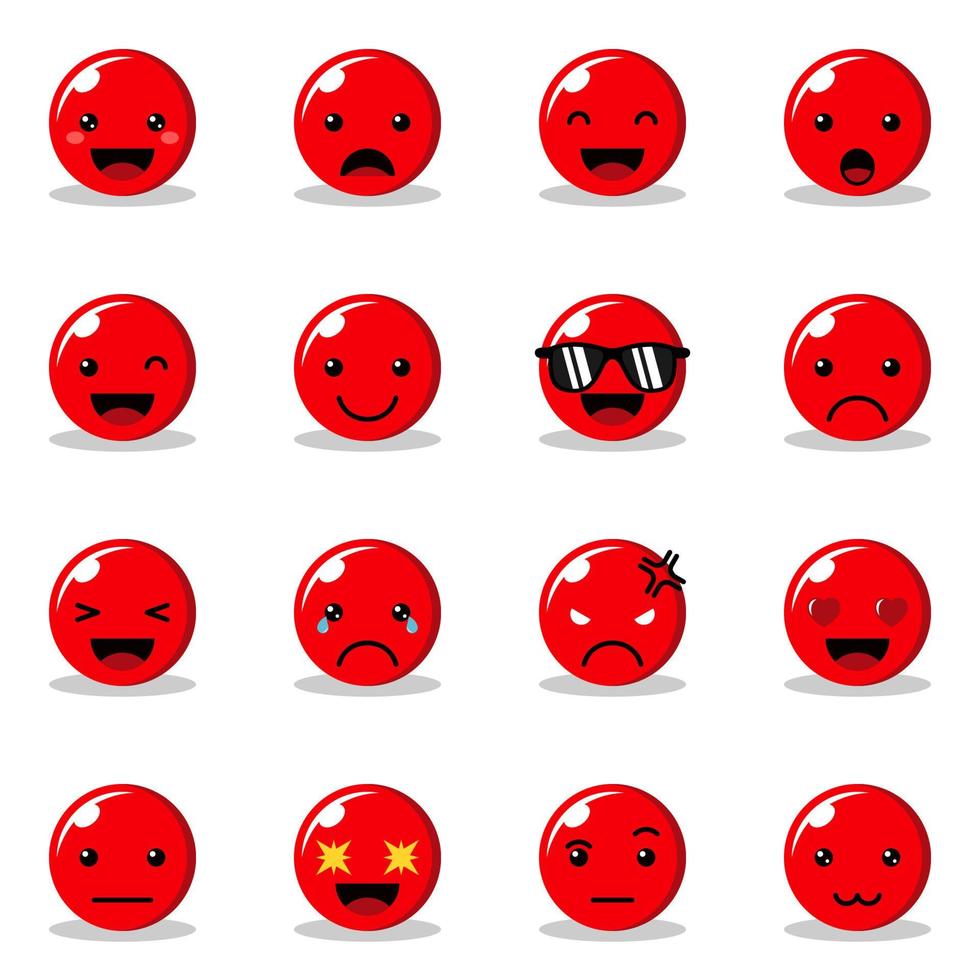 Blutblasen-Emoticon-Charakter mit unterschiedlichem Ausdrucksvektorsymbol vektor