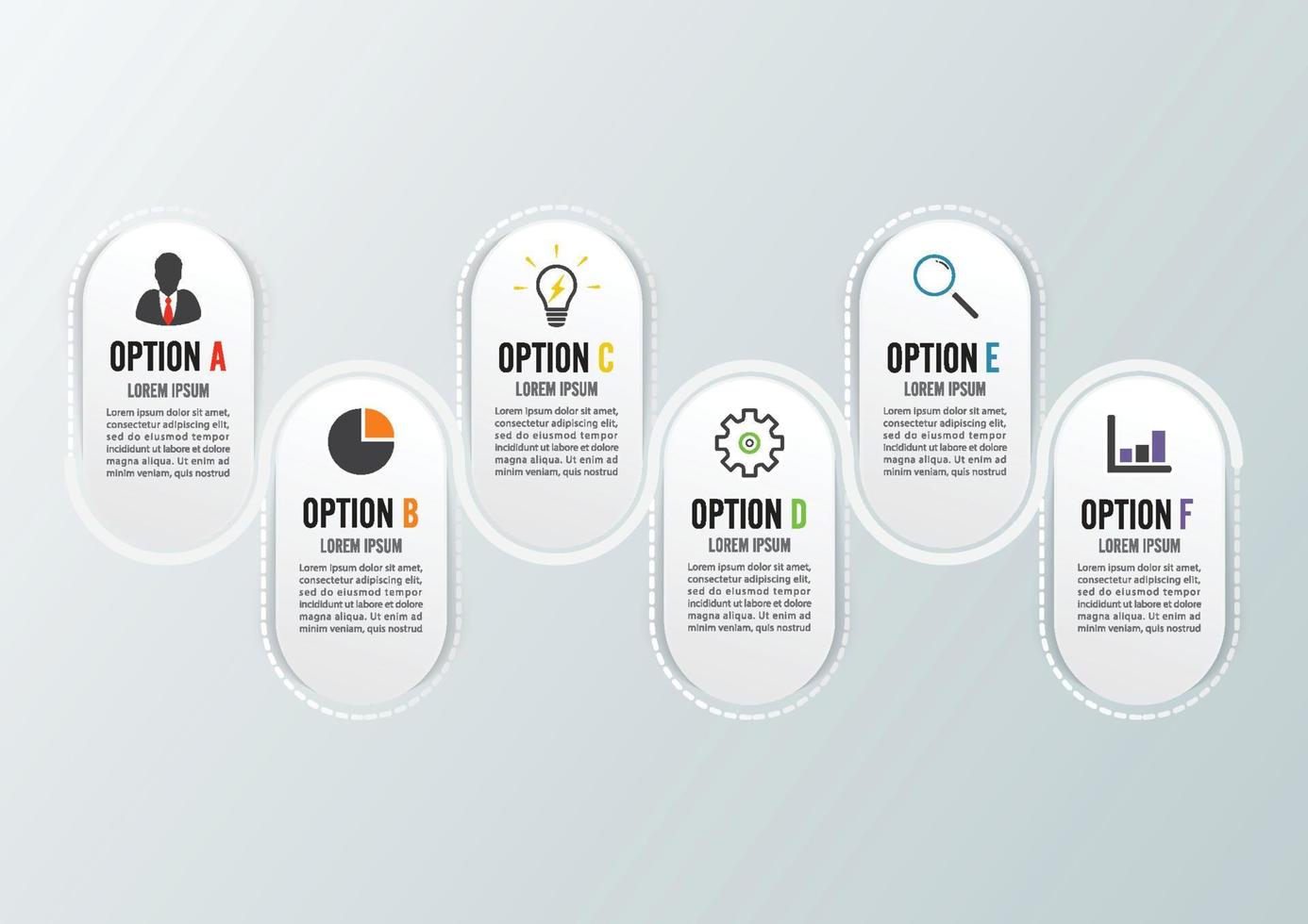 vorlage zeitachse infografik farbig horizontal nummeriert für sechs positionen kann für arbeitsablauf, banner, diagramm, webdesign, flächendiagramm verwendet werden. vektor