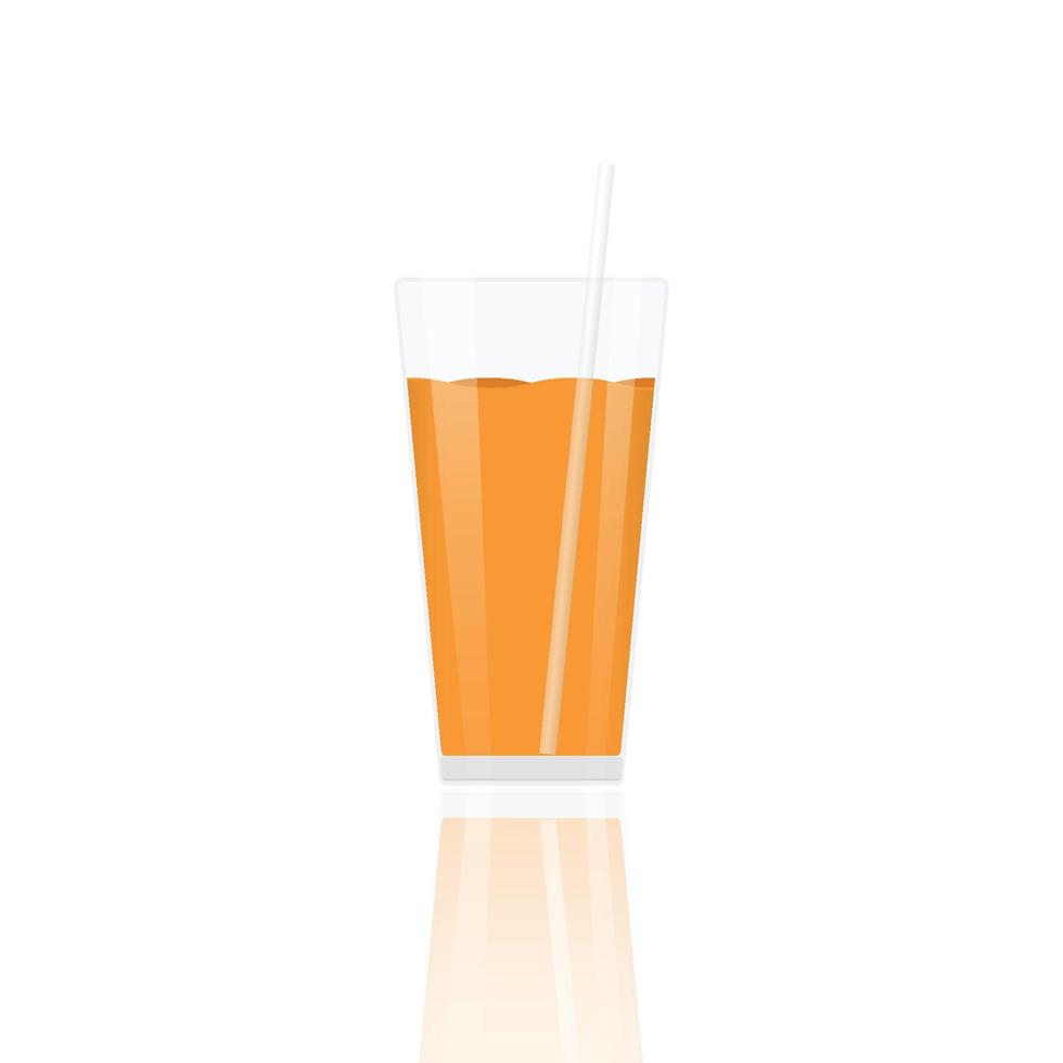 realistiska glas fullt av apelsinjuice drink med cocktail sugrör isolerad på vit bakgrund vektorillustration vektor