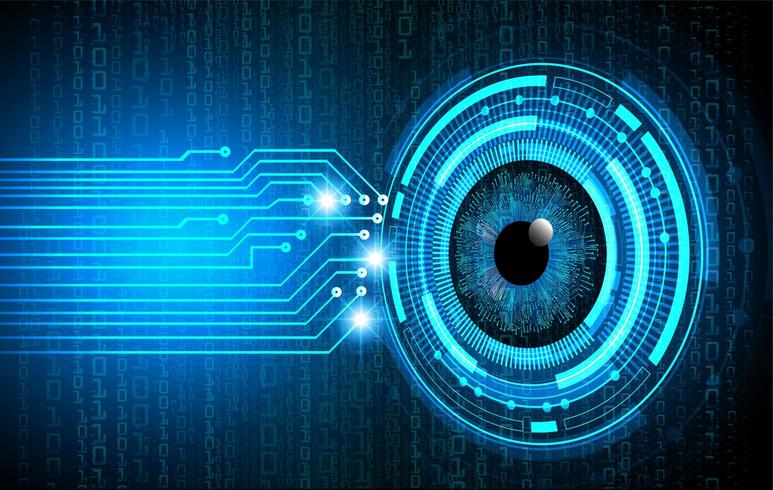 Cyberstromkreis-Zukunftstechnologie des blauen Auges vektor