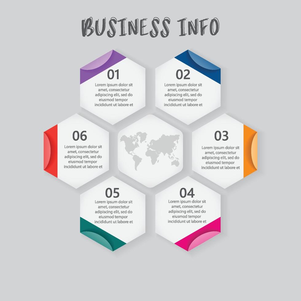 vektor illustration infographics 6 alternativ. mall för broschyr, företag, webbdesign