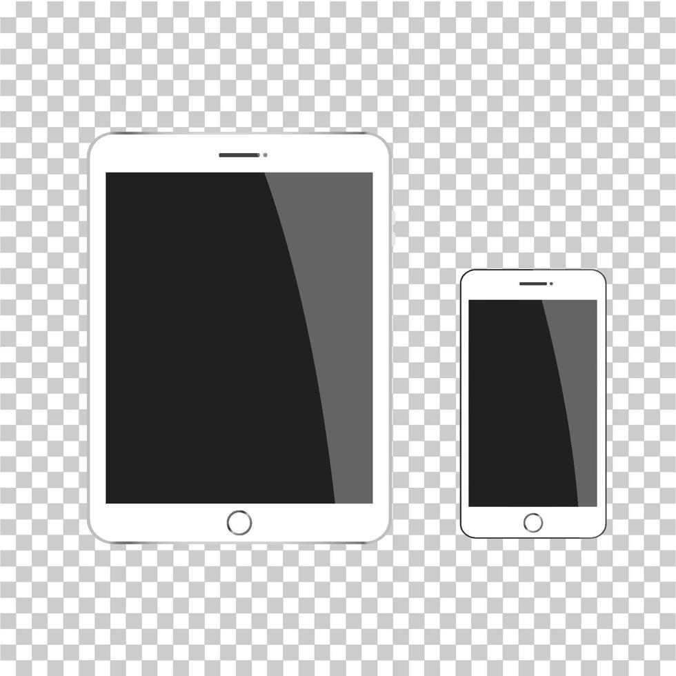 Tablet- und Smartphone-Vektormodell auf transparentem Hintergrund. Vektor-eps10-Illustration. vektor