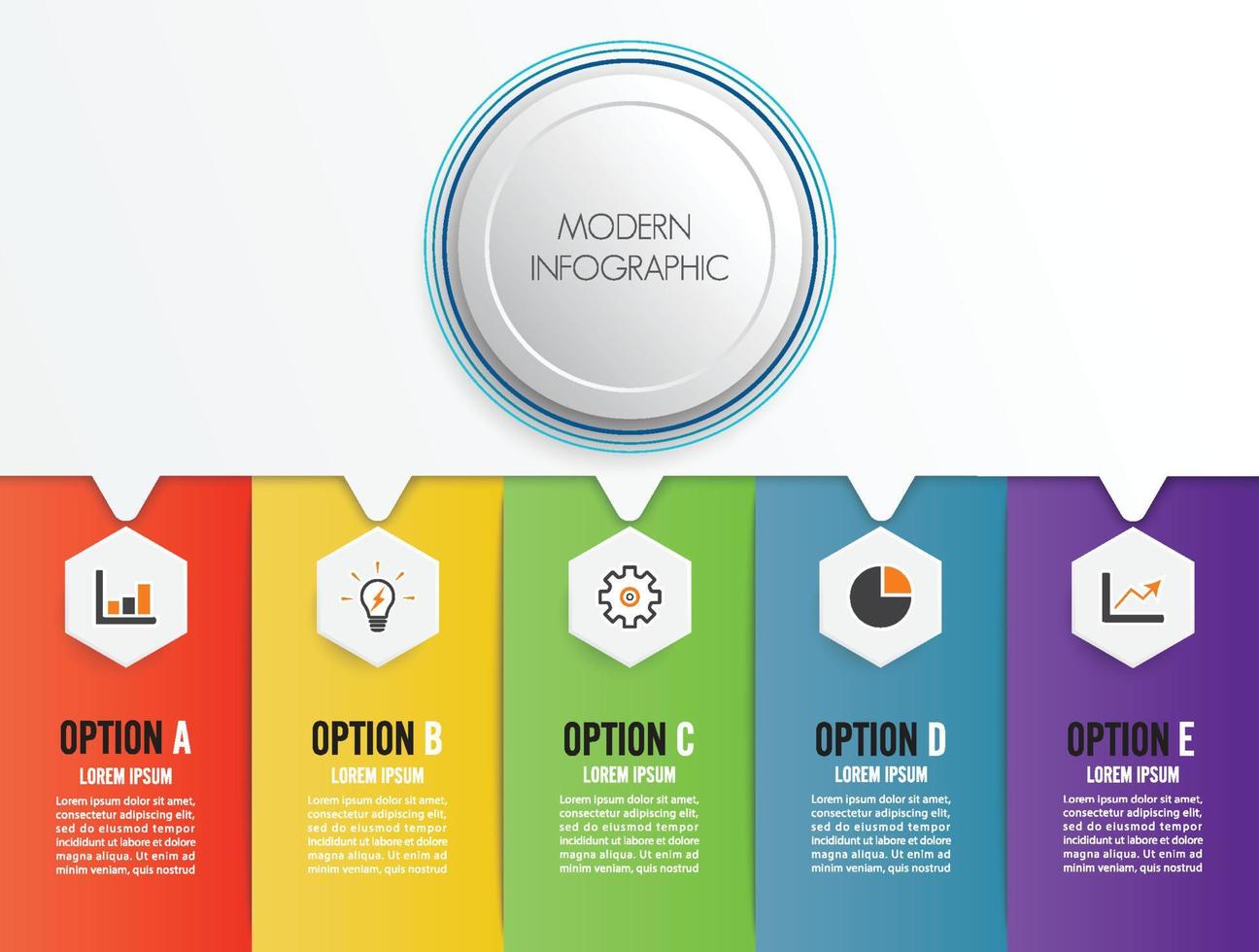 abstrakt digital illustration infographic fem alternativ. vektorillustration kan användas för arbetsflödeslayout, diagram, antal alternativ, webbdesign. vektor