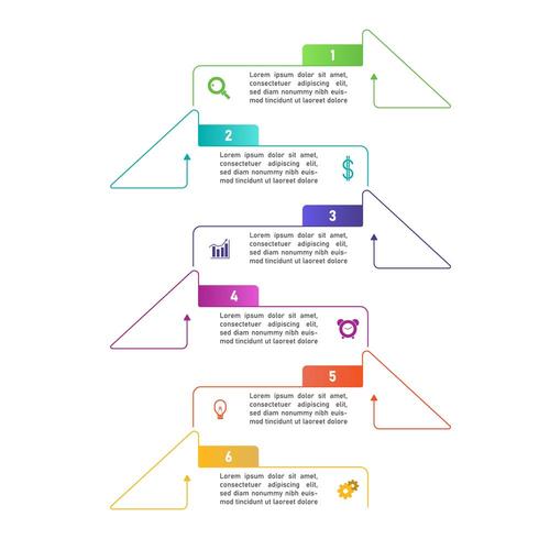 Buntes infograhic in der halben Pfeilform vektor