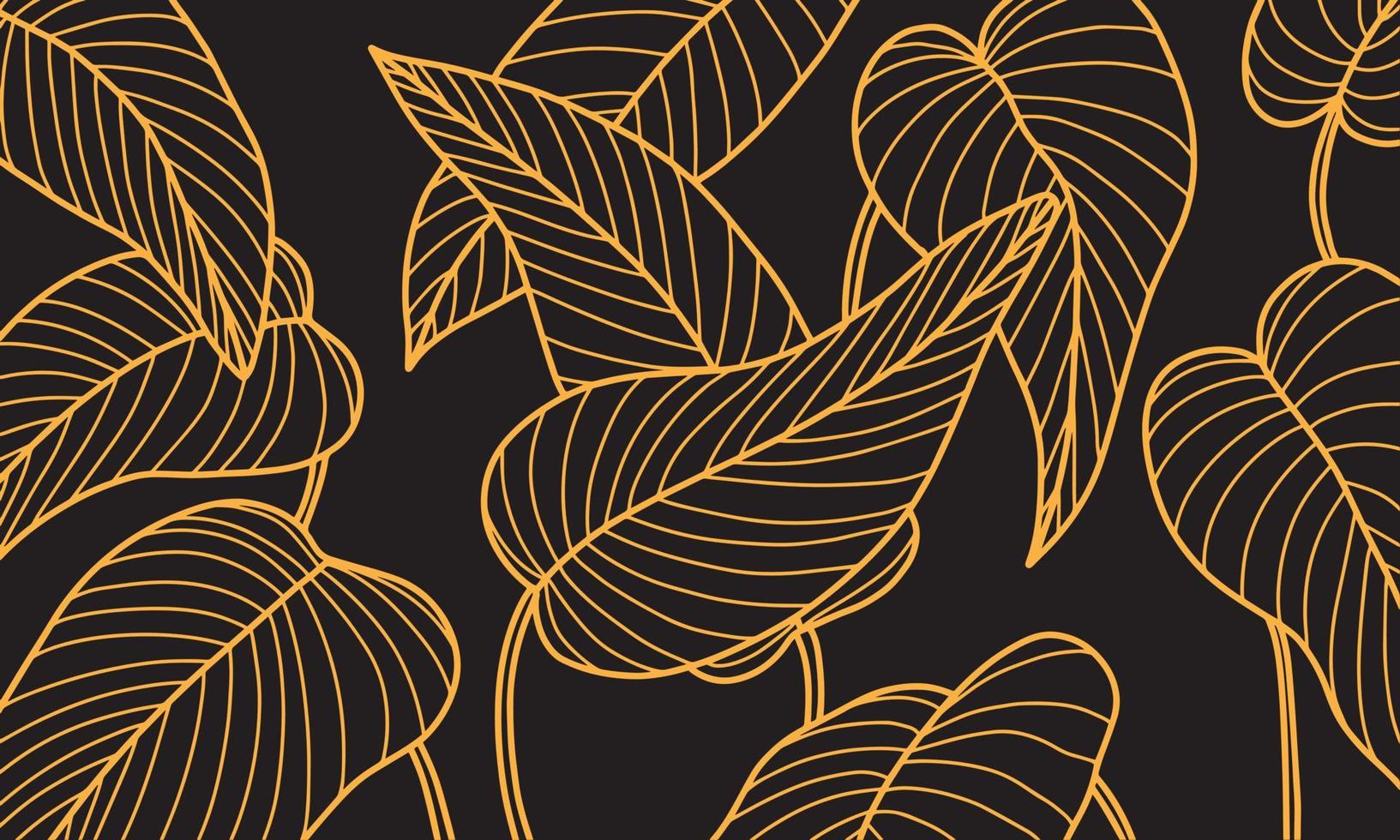 gyllene lämna och blommig bakgrund. lyxig blommig art déco-stil. stilrena guld naturliga mönster design illustration. vektor