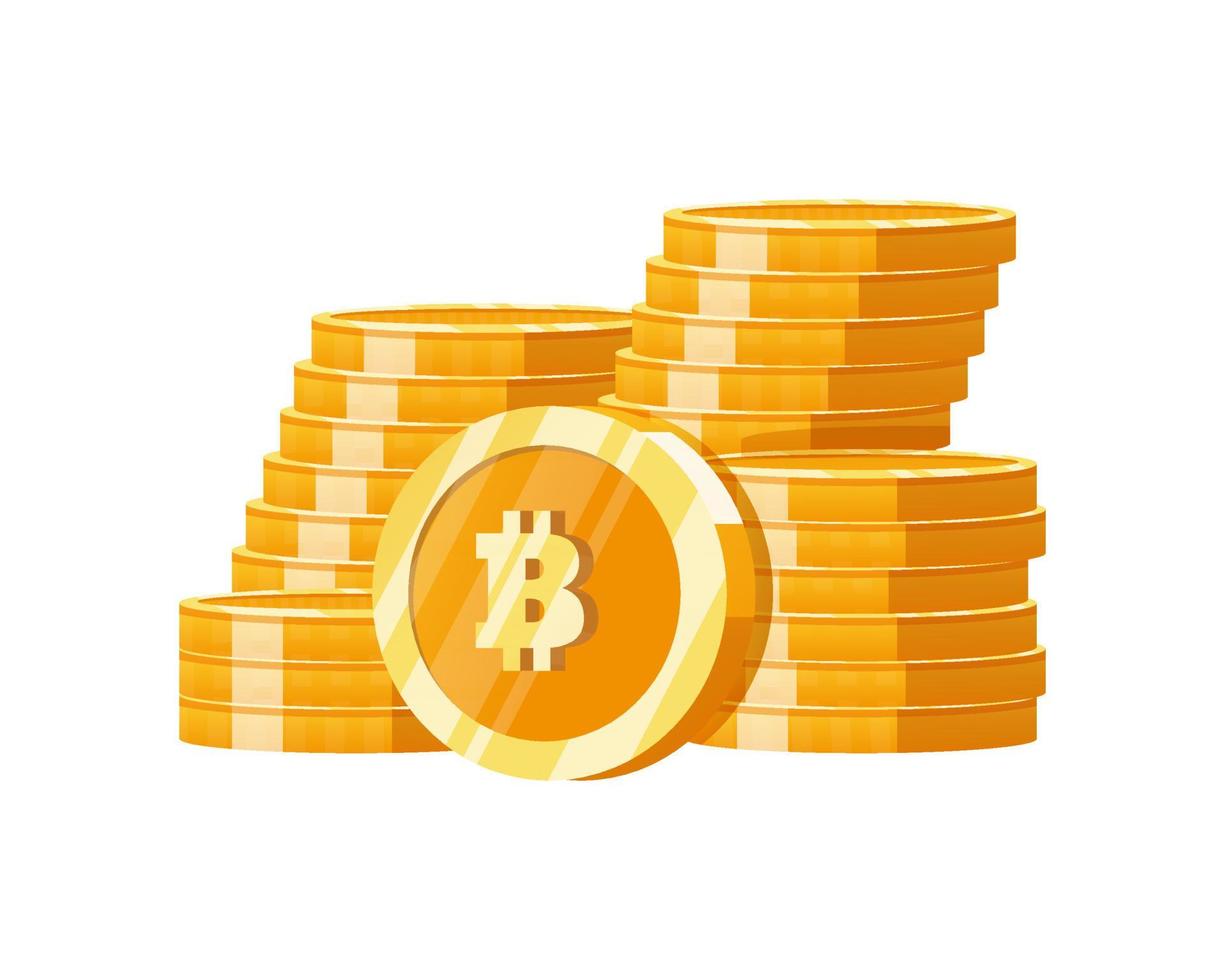 stack berg guld bitcoins digitala pengar vektor