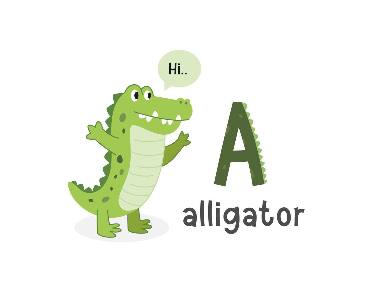 vektor illustration av bokstaven a och alligator