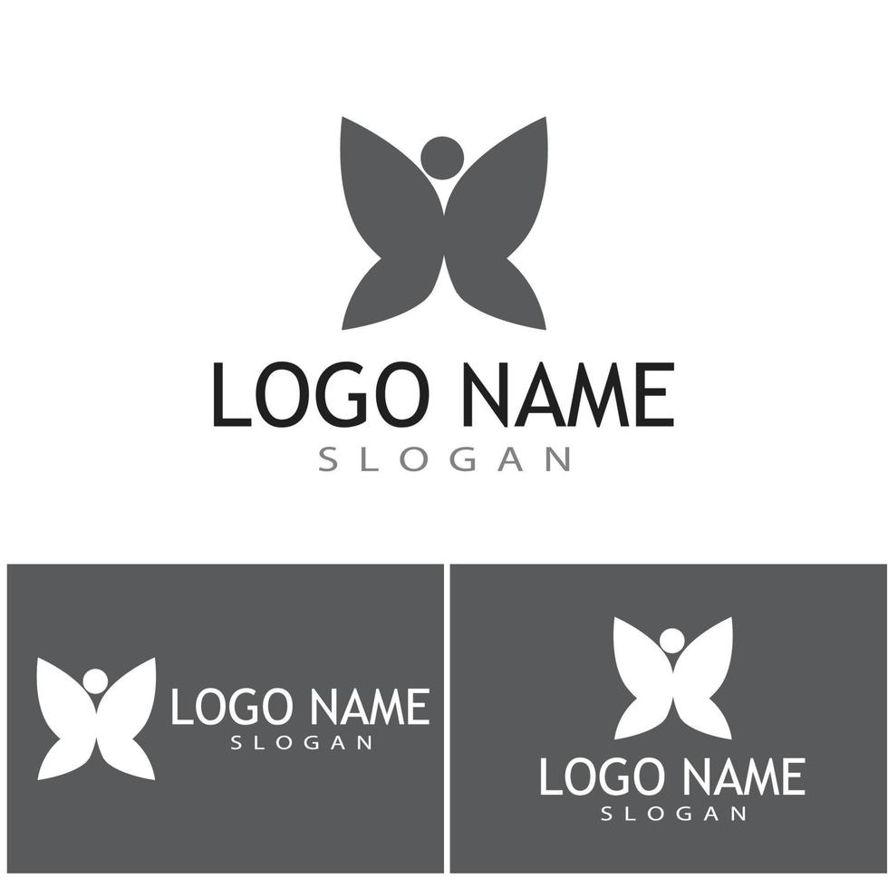 Beauty Flying Butterfly Logo mit einfachem minimalistischem Line Art Monoline Style vektor