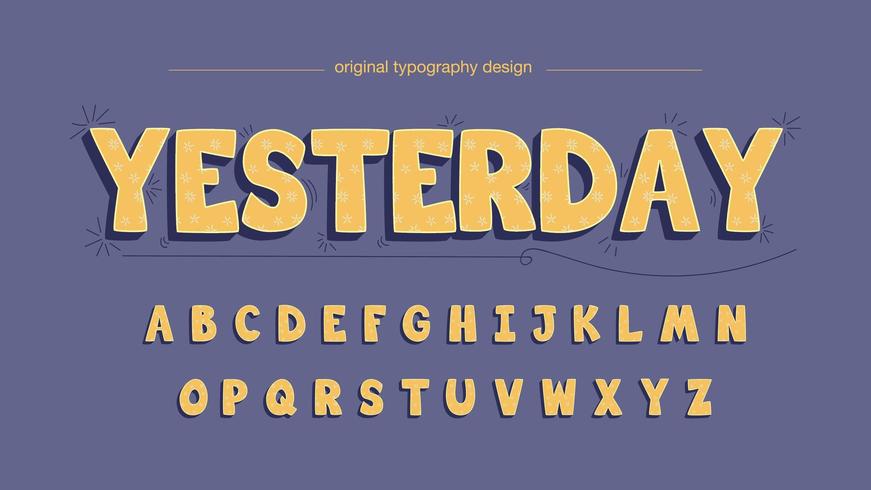 Tecknadaktig gul rundad typografi vektor