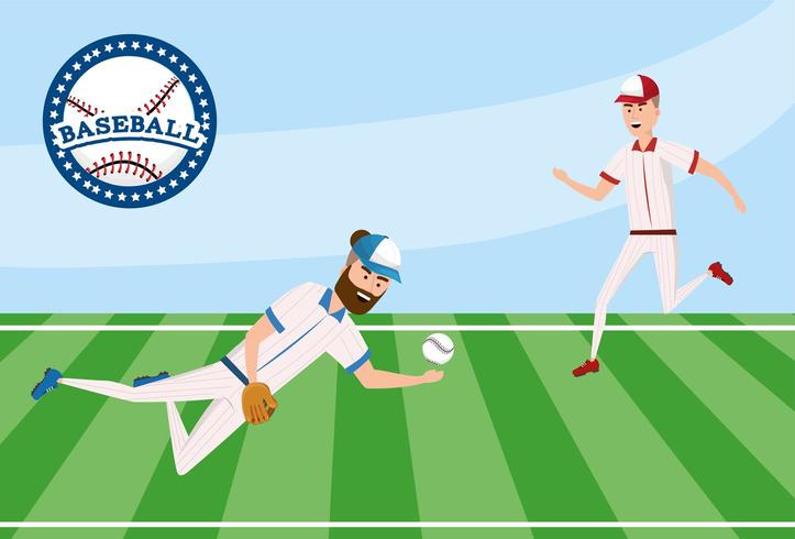 Baseball-Spieler-Wettbewerb im Feld mit Uniform vektor