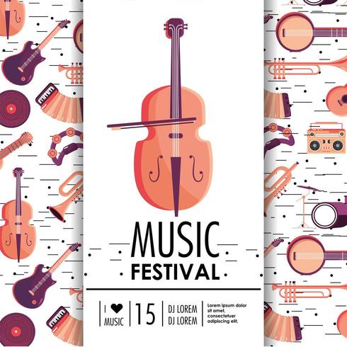 Violine und Instrumente zum Musikfestivalereignis vektor